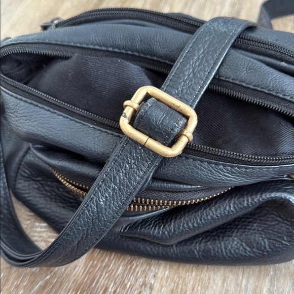 GREAT AMERICAN LEATHER WORK Sleek Black Crossbody Bag Y2K Vintage - Picture 11 of 15